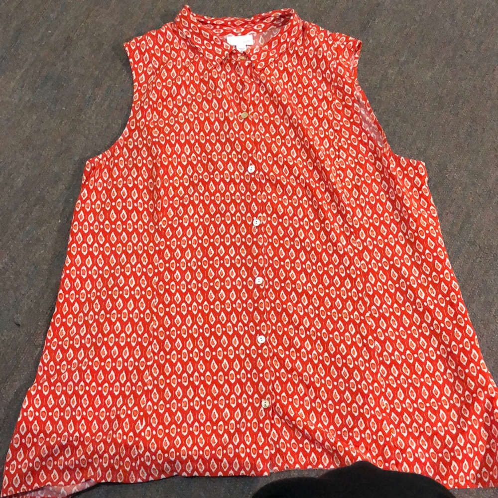 J. Jill Sleeveless Paprika Ikat  Button Up Tunic